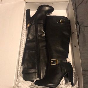 Aldo knee high black leather boots